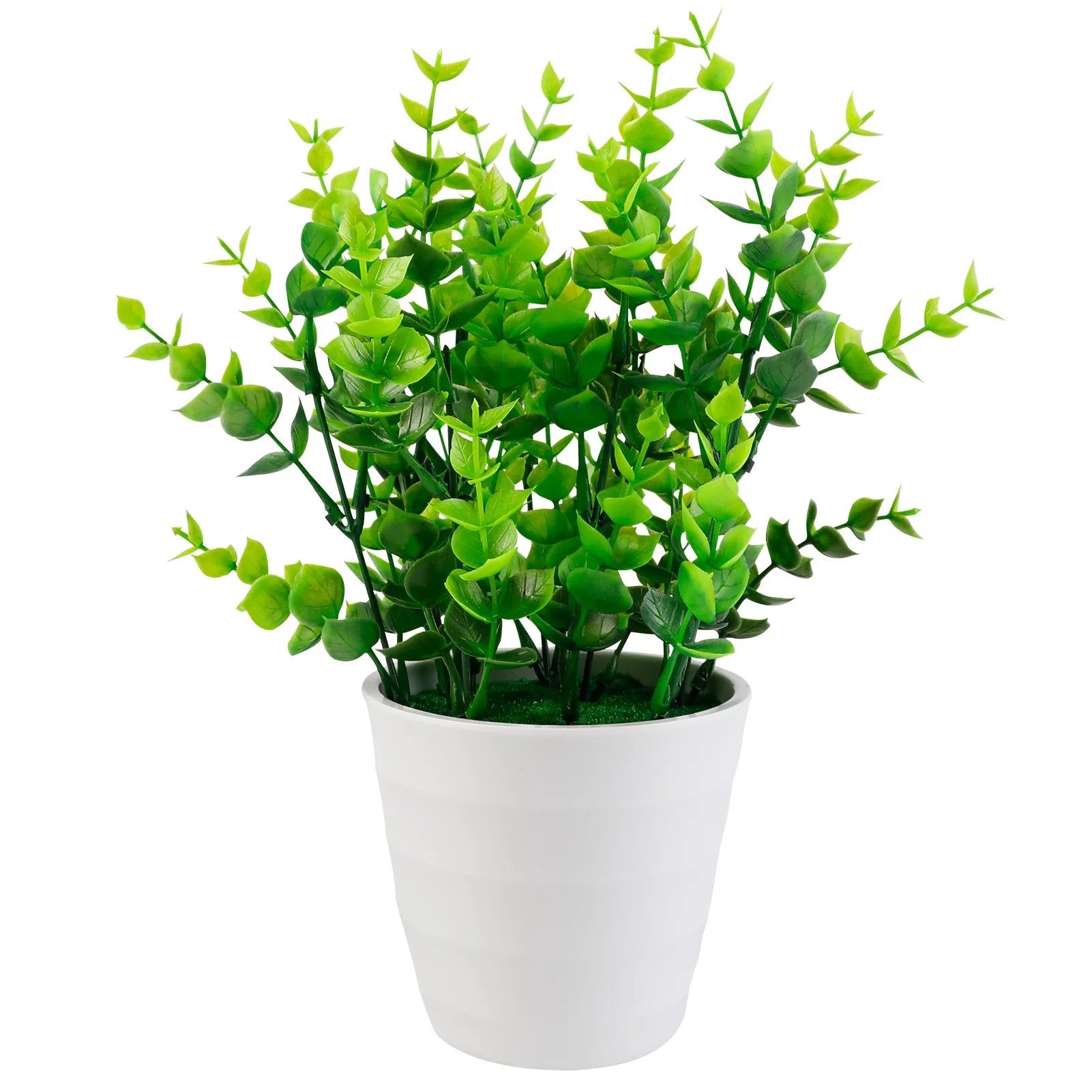 Indoor Artificial Potted Plants Plastic Eucalyptus Stems Leaves Plants Small Fake Plants in Pot Faux Plants for Home Office Desk Room Greenery Decoration