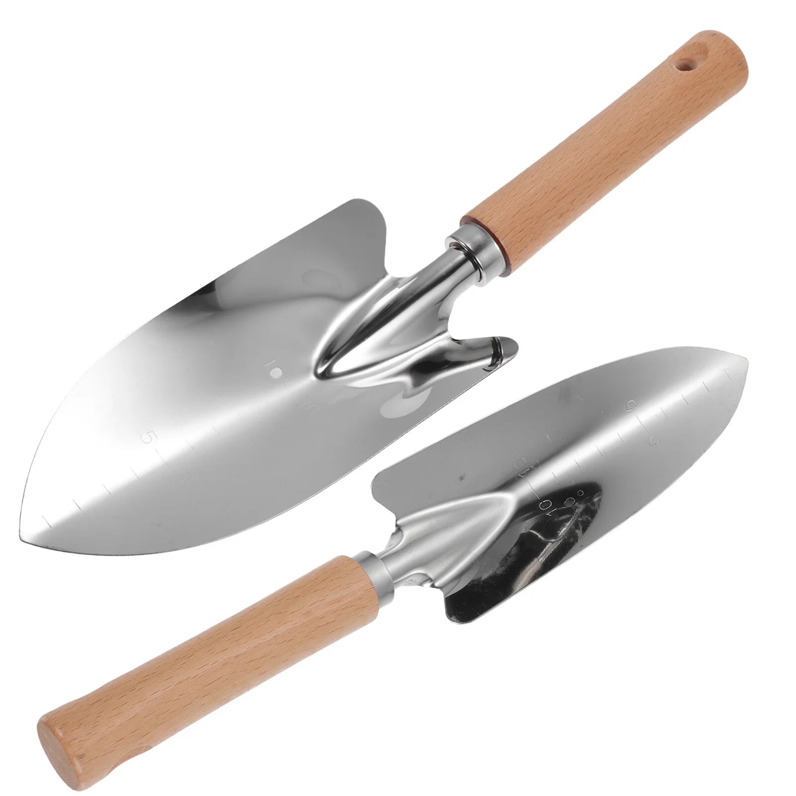 Wooden Handle Trowel 2Pcs Garden Shovel Hand Trowel Stainless Steel Shovel Gardening Hand Tools