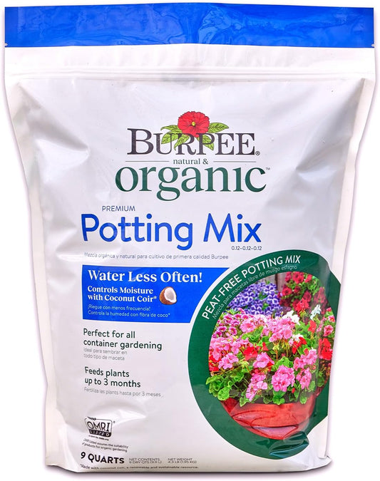 , 9 Quarts | Premium Organic Potting Natural Soil Mix Food Ideal for Container Garden-Vegetable, Flower & Herb Use for Indoor Outdoor Plant