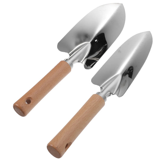 Wooden Handle Trowel 2Pcs Garden Shovel Hand Trowel Stainless Steel Shovel Gardening Hand Tools