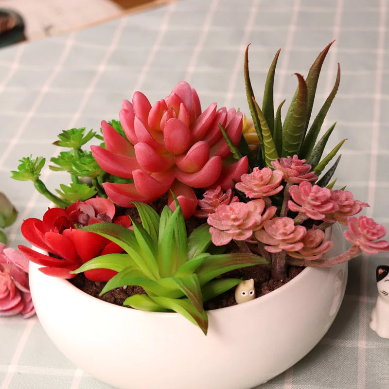 Mini Artificial Succulent Plants Green Various Plastic Plants Home Garden Ornament Decoration Fake Plants Plante Artificielle