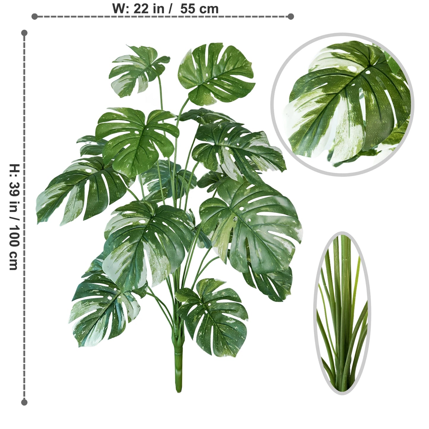 65/100cm Monstera Plant Plastic Leaf faux plant branch realistic Ornamental indoor Artificial Plant for Home Office Decor