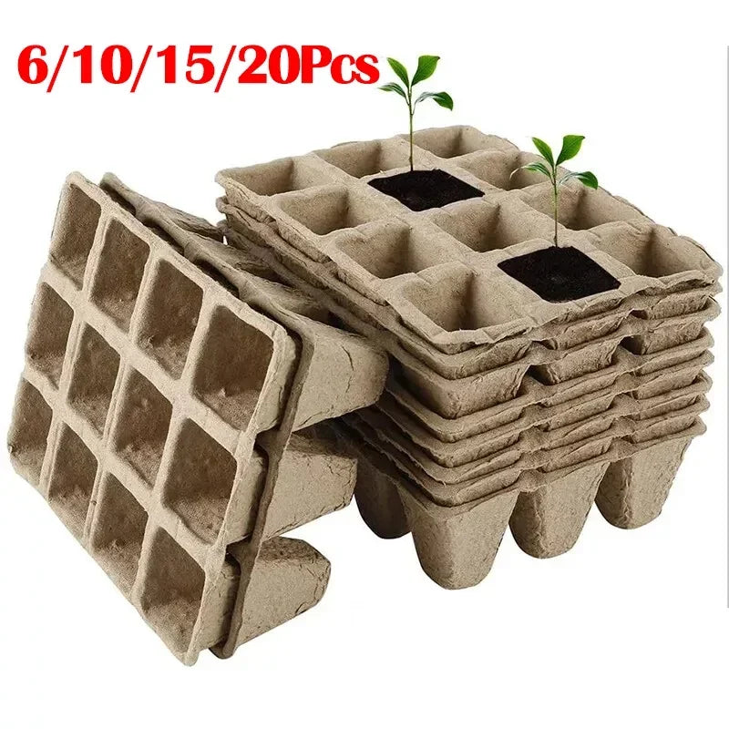 6/10/15/20pcs Seed Nursery Tray 12 Compartments Eco-friendly Biodegradable Recyclable Pulp Nursery Cups Garden Planting Tools