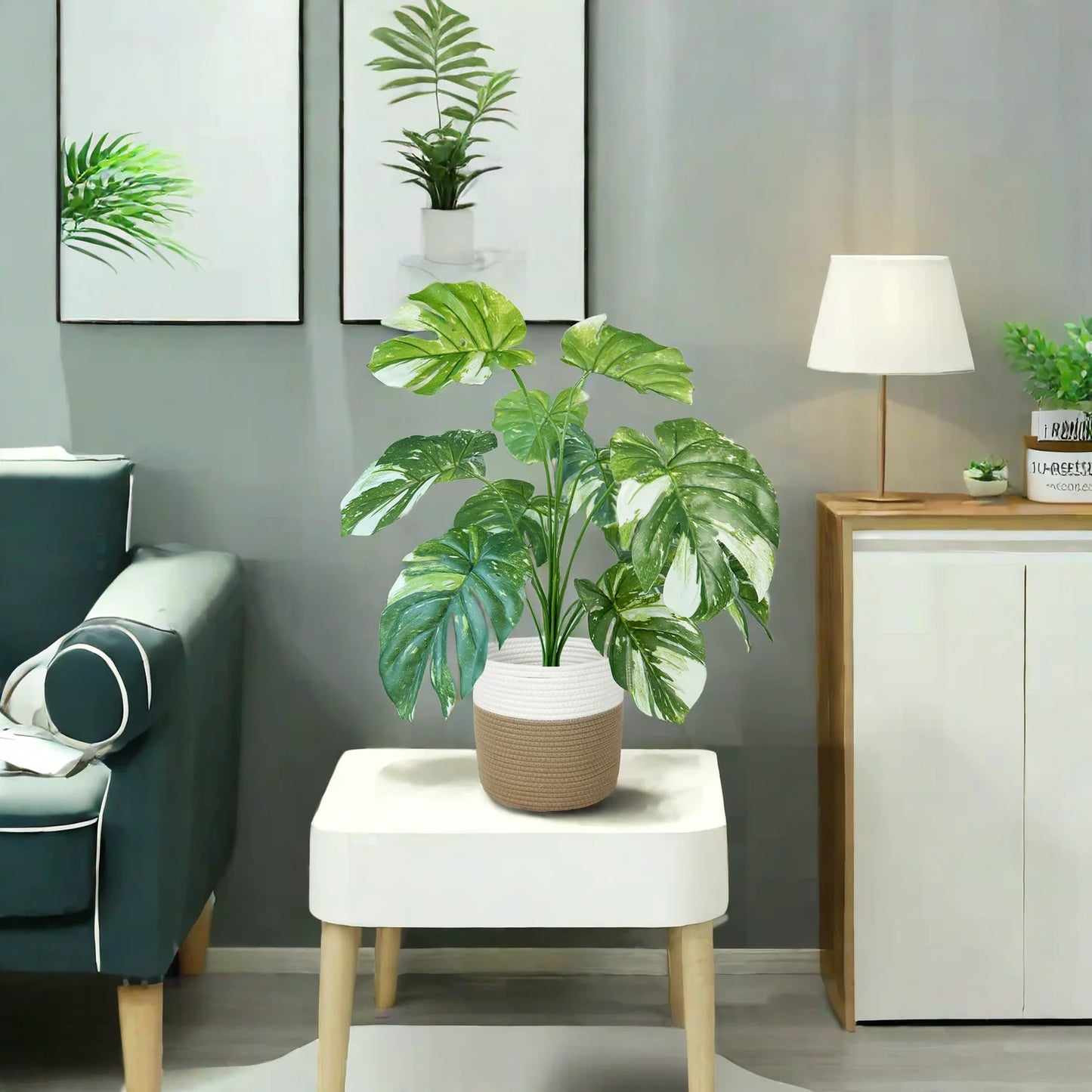 65/100cm Monstera Plant Plastic Leaf faux plant branch realistic Ornamental indoor Artificial Plant for Home Office Decor