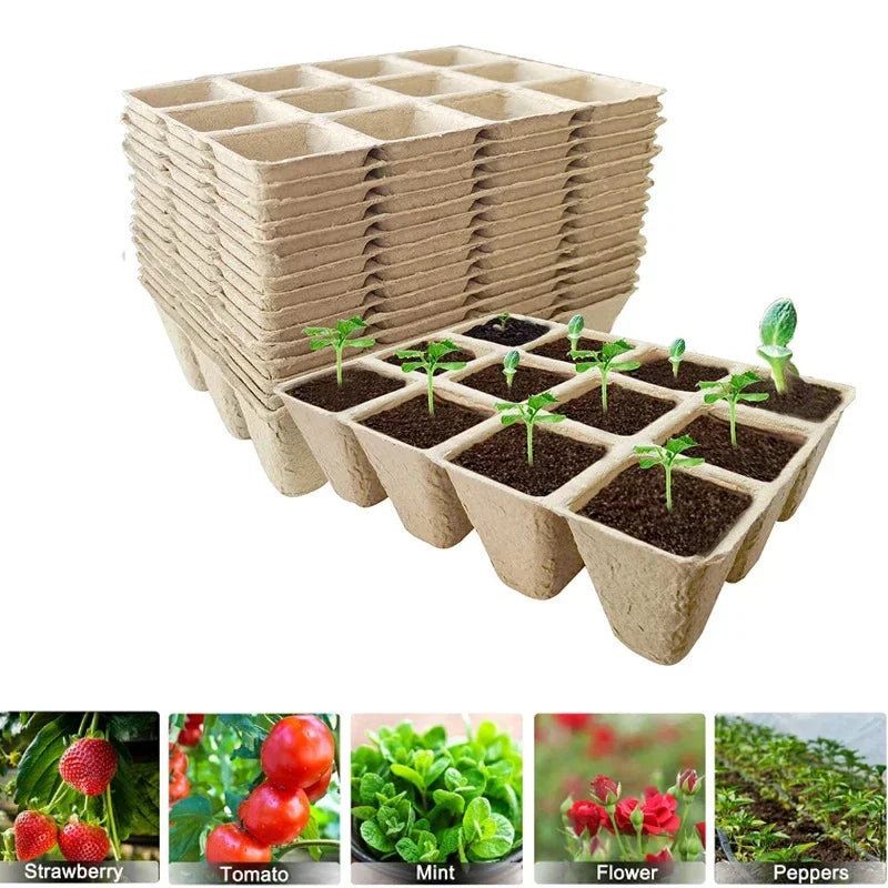 6/10/15/20pcs Seed Nursery Tray 12 Compartments Eco-friendly Biodegradable Recyclable Pulp Nursery Cups Garden Planting Tools