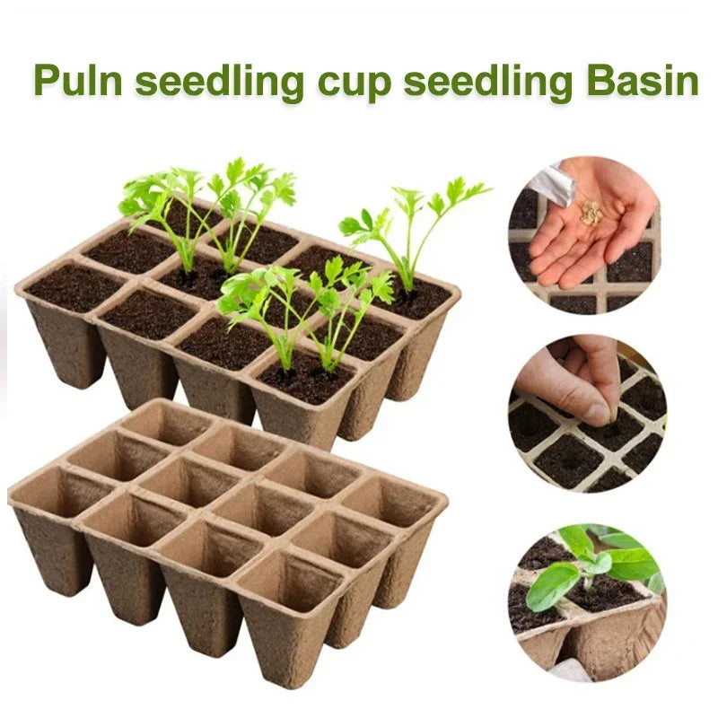 6/10/15/20pcs Seed Nursery Tray 12 Compartments Eco-friendly Biodegradable Recyclable Pulp Nursery Cups Garden Planting Tools